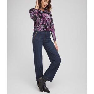 NWT CHICO’S Wide Leg Pull On Jeans Embellished